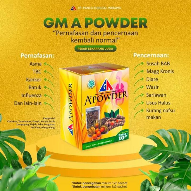 

GM A powder obat Herbal Pencernaan Dan Pernapasan obat Herbal Asma TBC Batuk