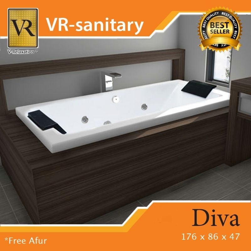 VR Bathtub Long Diva + Whirlpool Jacuzzi