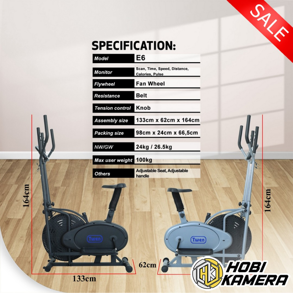 Sepeda Statis Elliptical Bike Twen E6 / Alat Fitnes