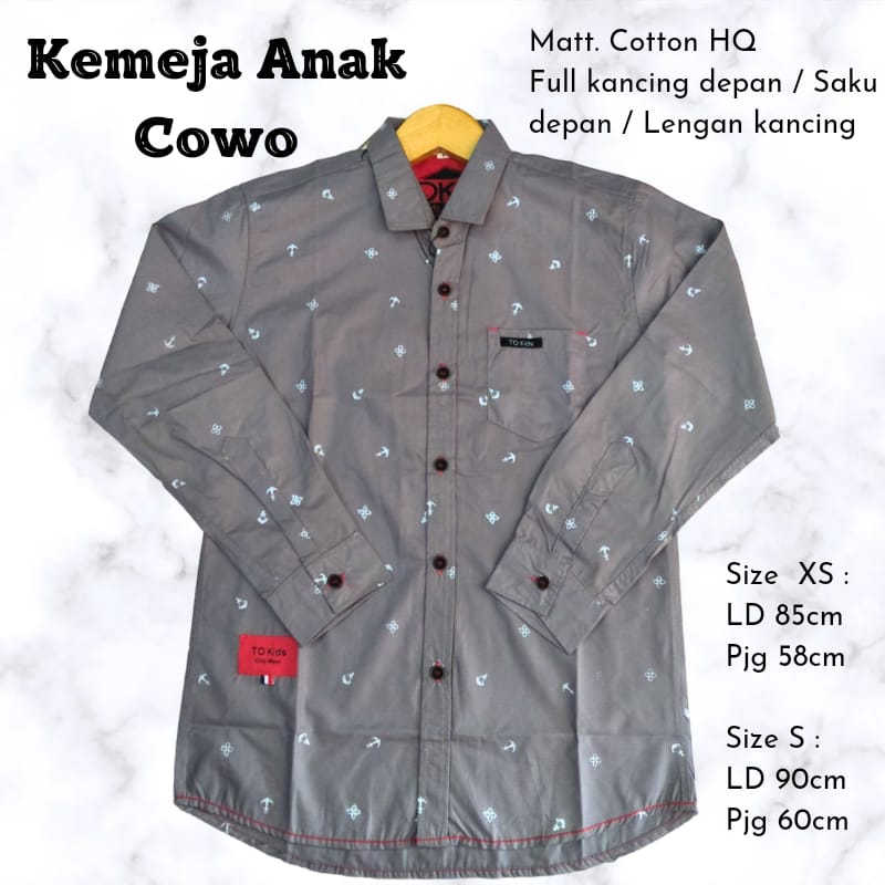 Kemeja Motif Lengan Panjang / Kemeja Anak Laki-Laki / Kemeja Katun Adem Anak Remaja Cowo