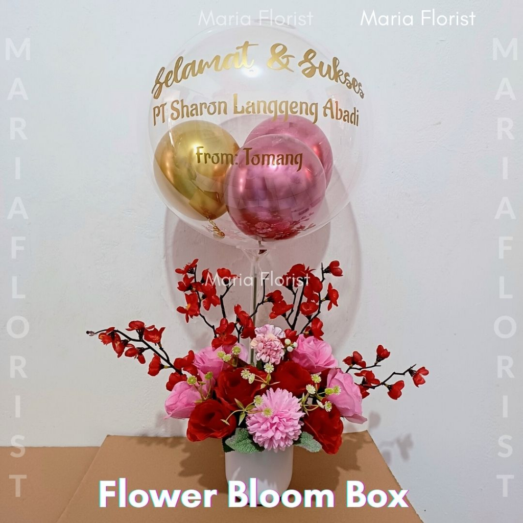 Bloom Box Sakura - Buket Balon Bloom Box Jakarta - Buket Balon Bunga Palsu Box - Bloom Box Anniversa