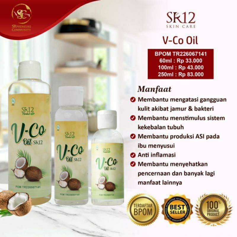 SR12 V-CO Virgin Coconut Oil/Minyak Kelapa Murni Herbal Untuk Luka Bakar