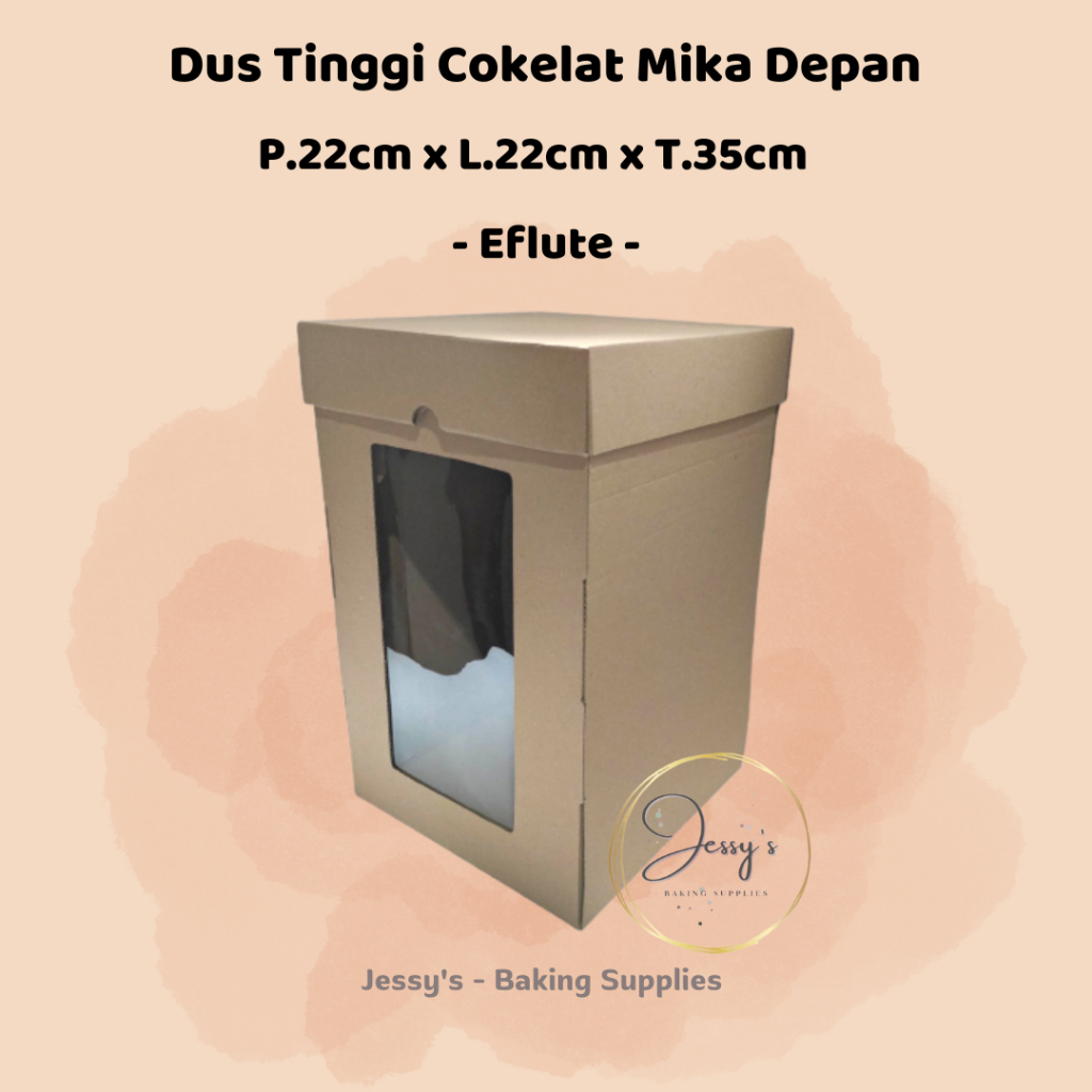 

Dus Box Kotak Kue Cake Tinggi Eflute 22 x 22 x 35 Cokelat