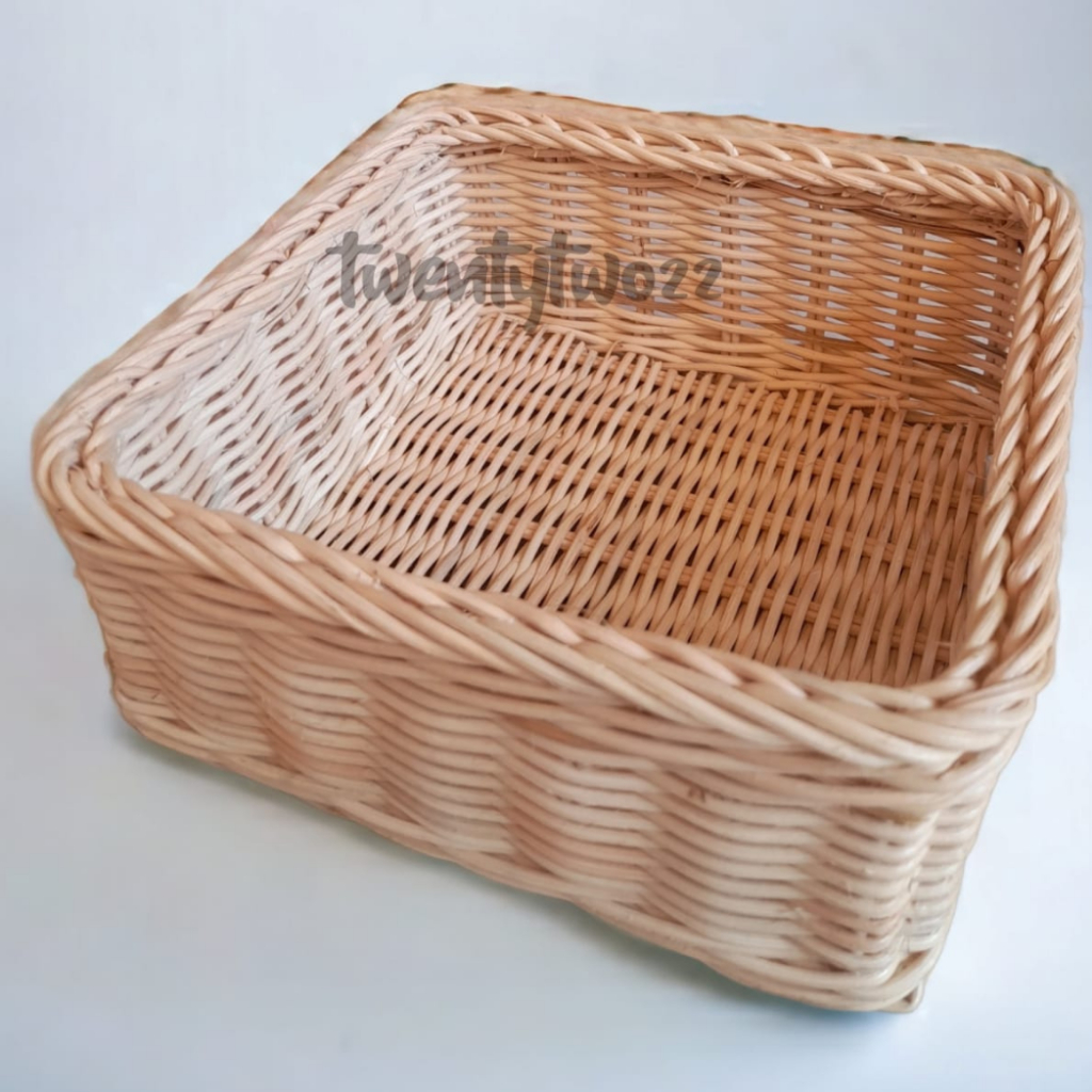 Keranjang rotan persegi kotak wadah parcel tempat hantaran seserahan pernikahan penyimpanan makanan