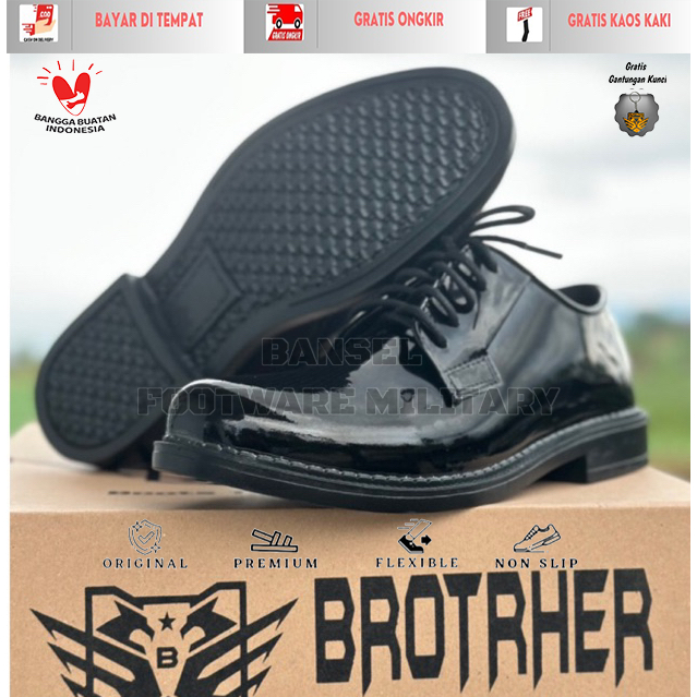 Sepatu PDH Pendek Mengkilap Brotrher Kulit Asli