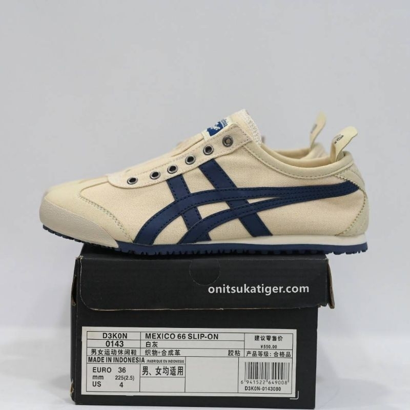 Sepatu Onitsuka Tiger Mexico 66 Slip On Cream Navy Original size 36 - 45