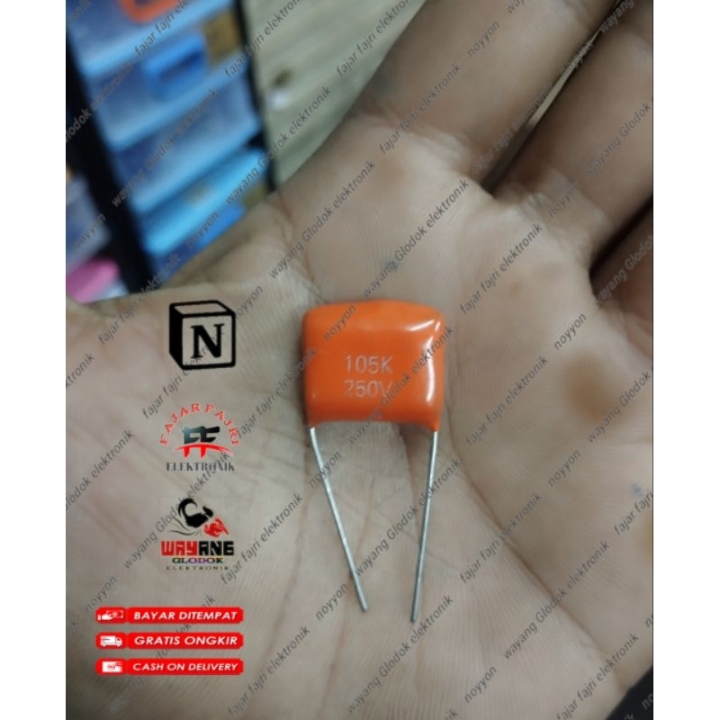 Capacitor mylar 105J 105K 250v kapasitor milar 105 250 volt
