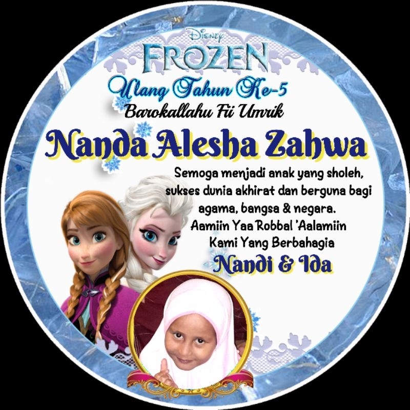 

STIKER LABEL BULAT TUMPENG MINI ACARA TASYAKURAN ULANG TAHUN KARAKTER FROZEN