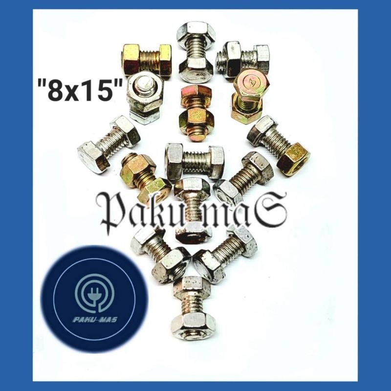 baut mur ukuran 8 x15 baut mur 8 x 1,5cm