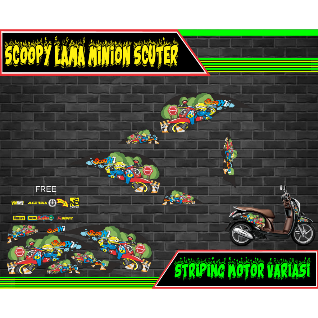 striping stiker motor scoopy lama minion scuter