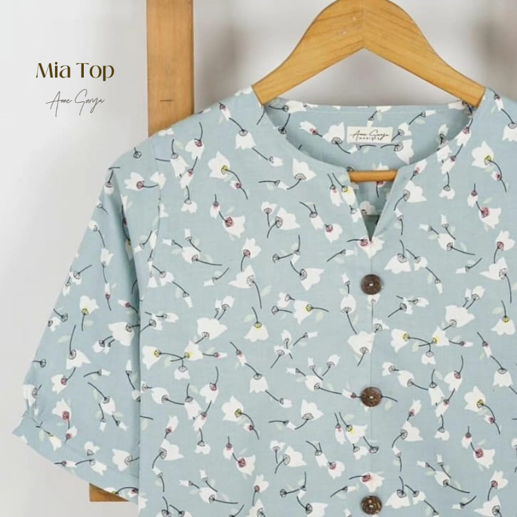 Mia Women Top 1900923/Blus/Atasan Batik Katun Jepang Bunga Pastel