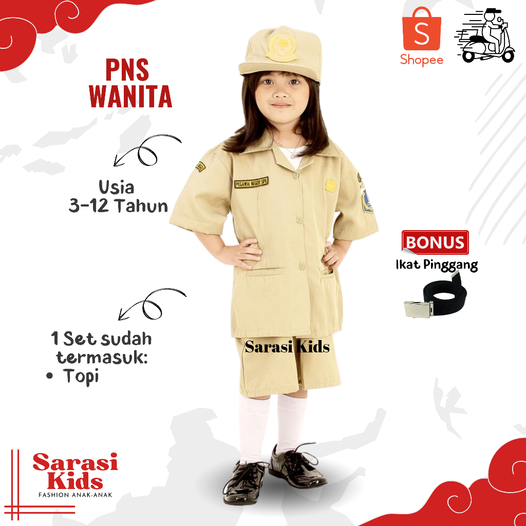 Kostum profesi pns wanita cilik Baju PNS Anak Wanita stelan dinas pns anak Costum PNS Anak Perempuan