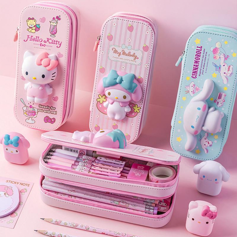 

Tempat Pensil Kuromi Dekompresi 3D Seri Sanrio Lucu Penyimpanan Kapasitas Besar Lapisan Ganda Multifungsi Menghidupkan Kembali Stres