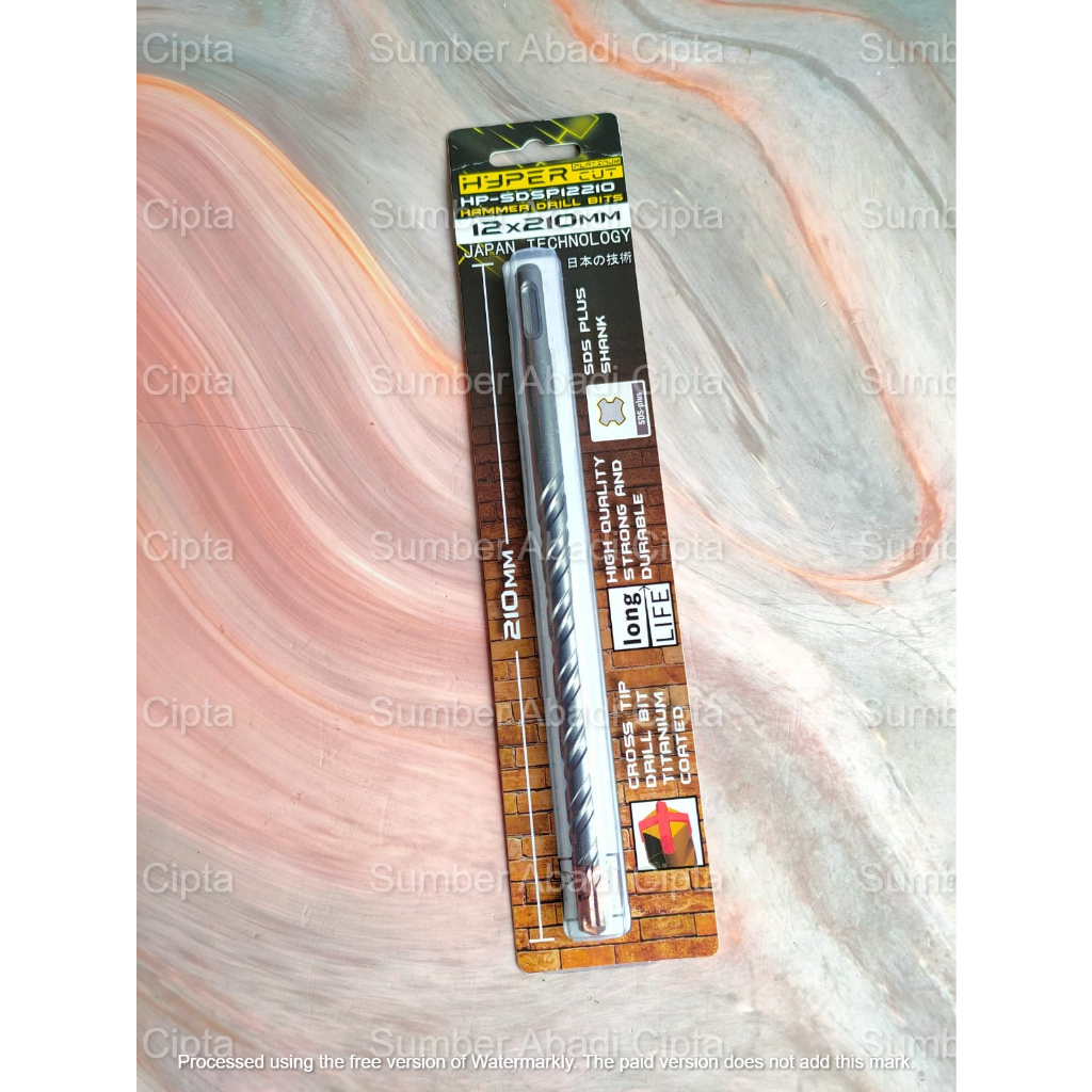 HYPER 12 x 210 MM Mata Bor Beton Tembok Colok Cross SDS Plus