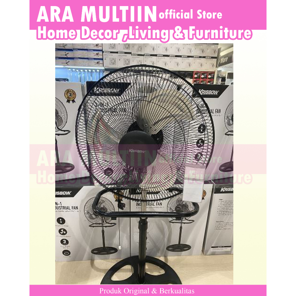 Krisbow kipas angin besi tornado 3 in 1 18 inch dinding +berdiri+duduk