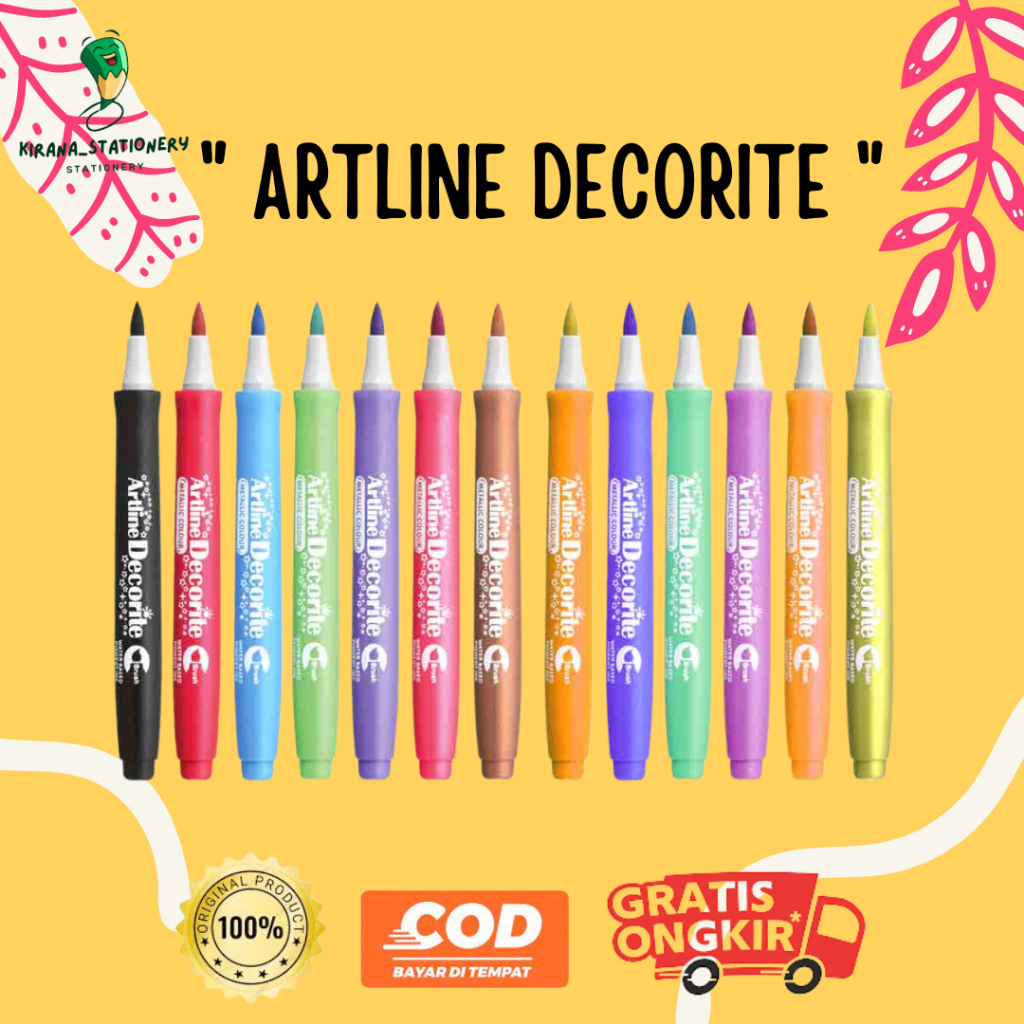 

SPIDOL ARTLINE DECORITE EDF BRUSH MARKER MURAH MERAH KUNING BIRU HIJAU
