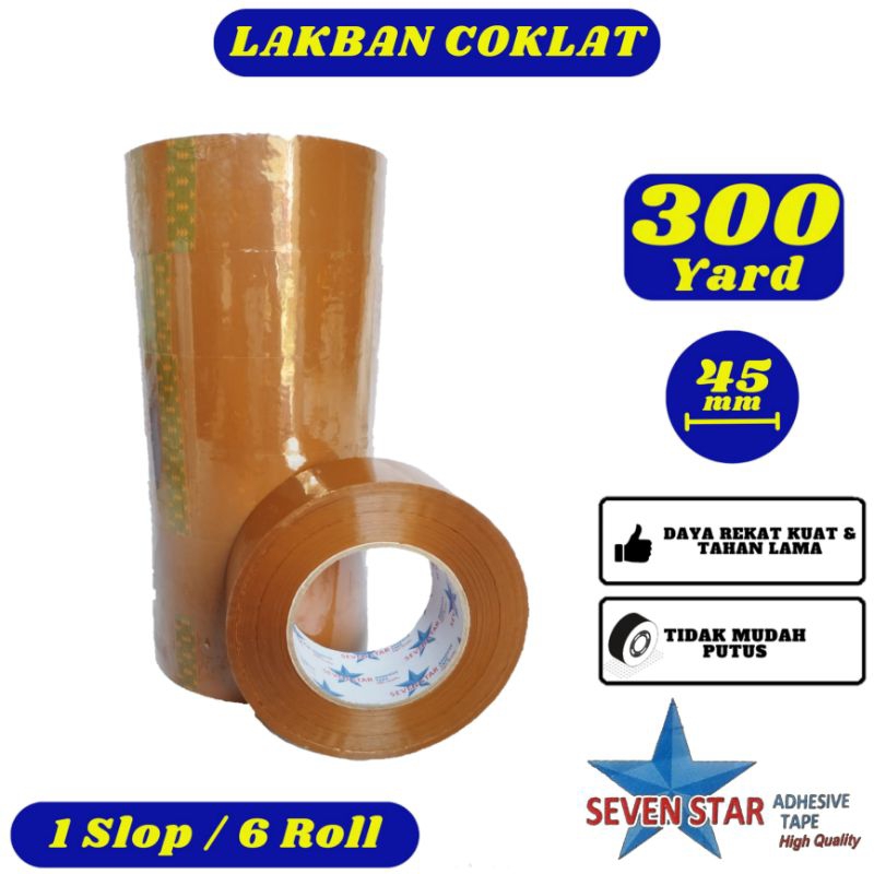 

Lakban Coklat Seven Star 45mm x 300yard Slop - Daya Rekat Kuat,Tidak Mudah Putus