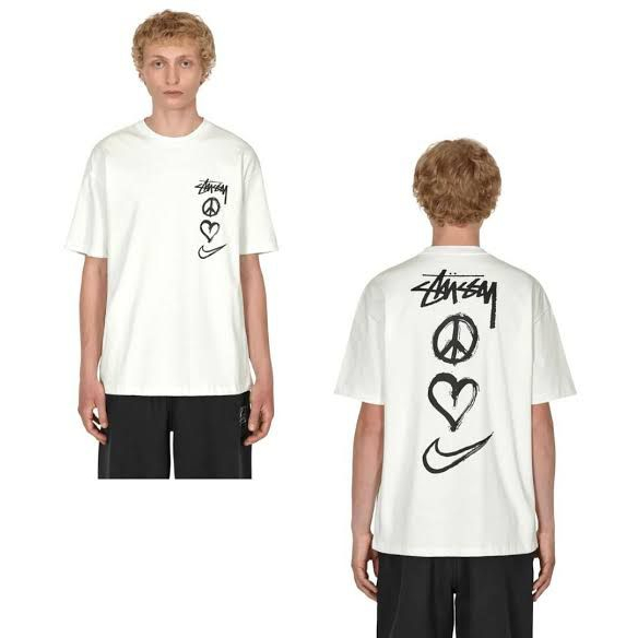 STUSSY X NIKE Peace Love Swoosh White Tshirt - ORI