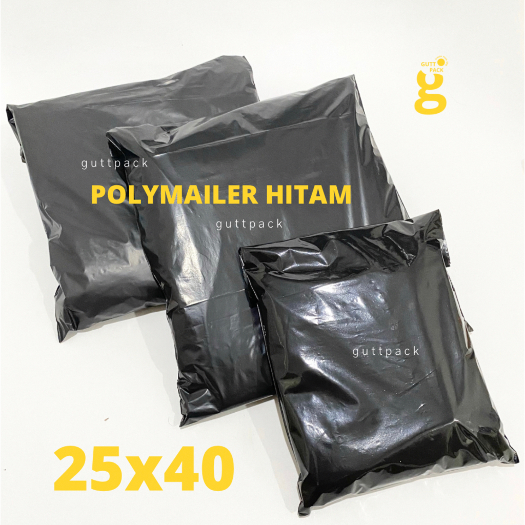 

Plastik Packing Olshop Polymailer Hitam 25x40CM PE Glossy / Sablon Plastik Polymailer