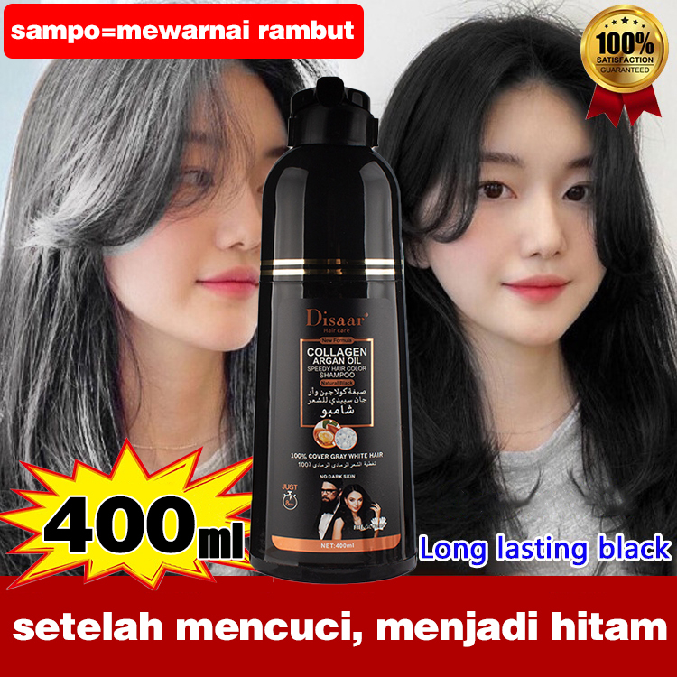 Shampo Pewarna Rambut Untuk Uban 400ML Shampoo Uban Ampuh Herbal Pewarna Rambut Black Hair Anti Uban
