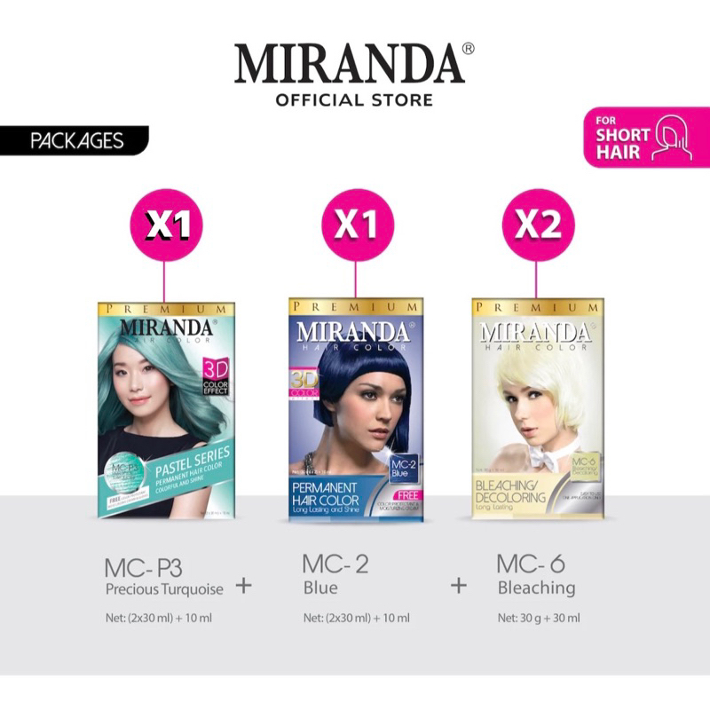 [2IN1] Miranda New Hair Color Package Turquoise X Blue / [2IN1] Miranda Paket Cat Rambut Turquoise X