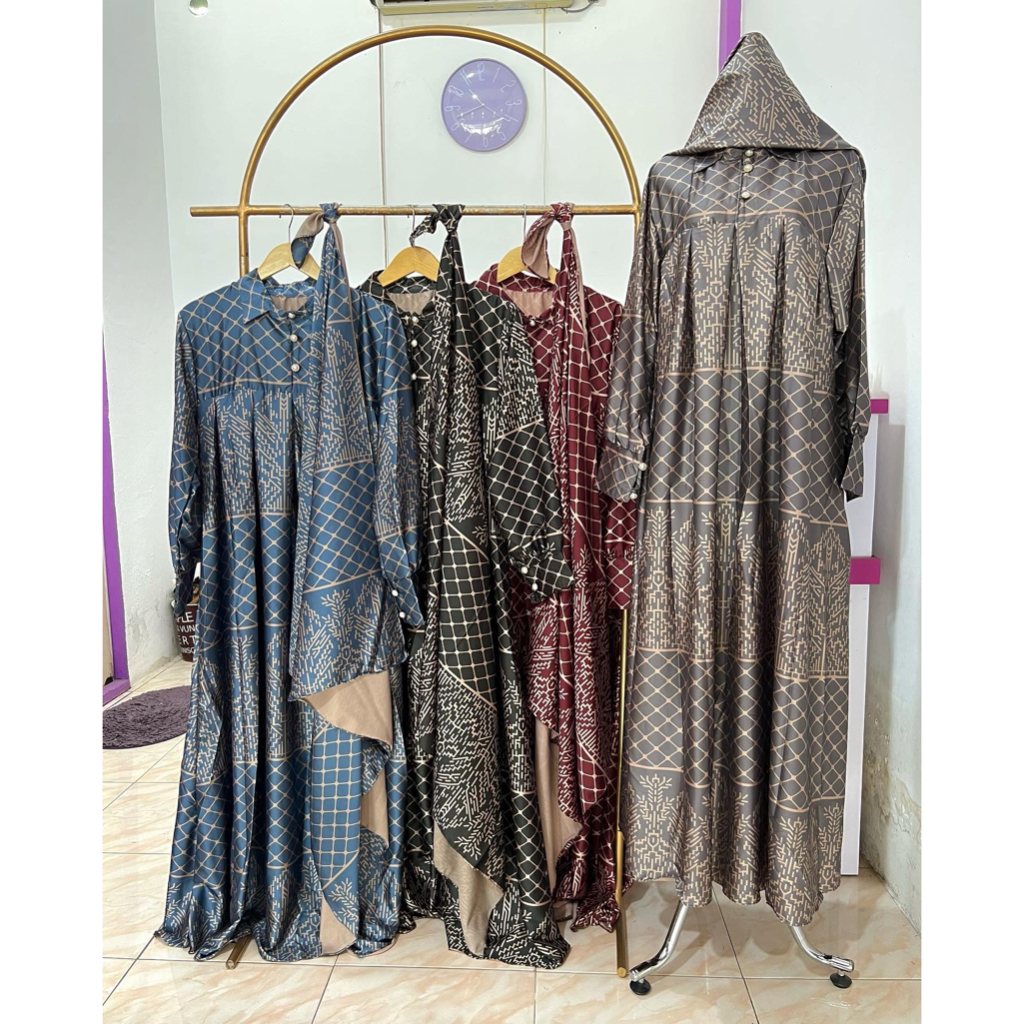 GAMIS SET JILBAB SEGI EMPAT/DRESS SET JILBAB
