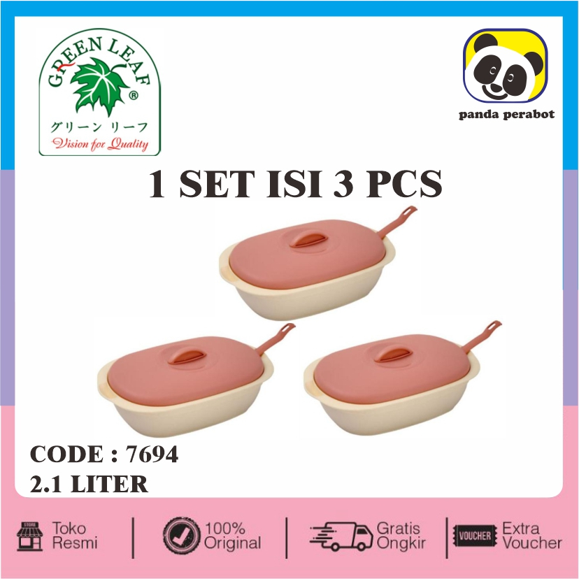 Verona set isi 3 pcs / GREEN LEAF Food Storage Verona 2,1 L / prasmanan set 3 pcs / REEN LEAF Food S