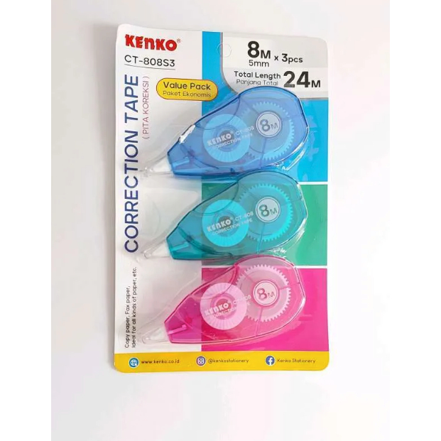 

Tipex Kertas/ Correction Tape Kenko CT-808S3 Paket Hemat