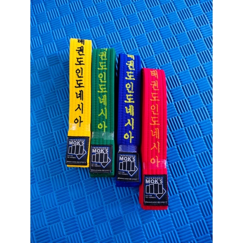 SABUK MOKS TAEKWONDO DELUX BELT BIRU/MERAH/HIJAU/KUNING
