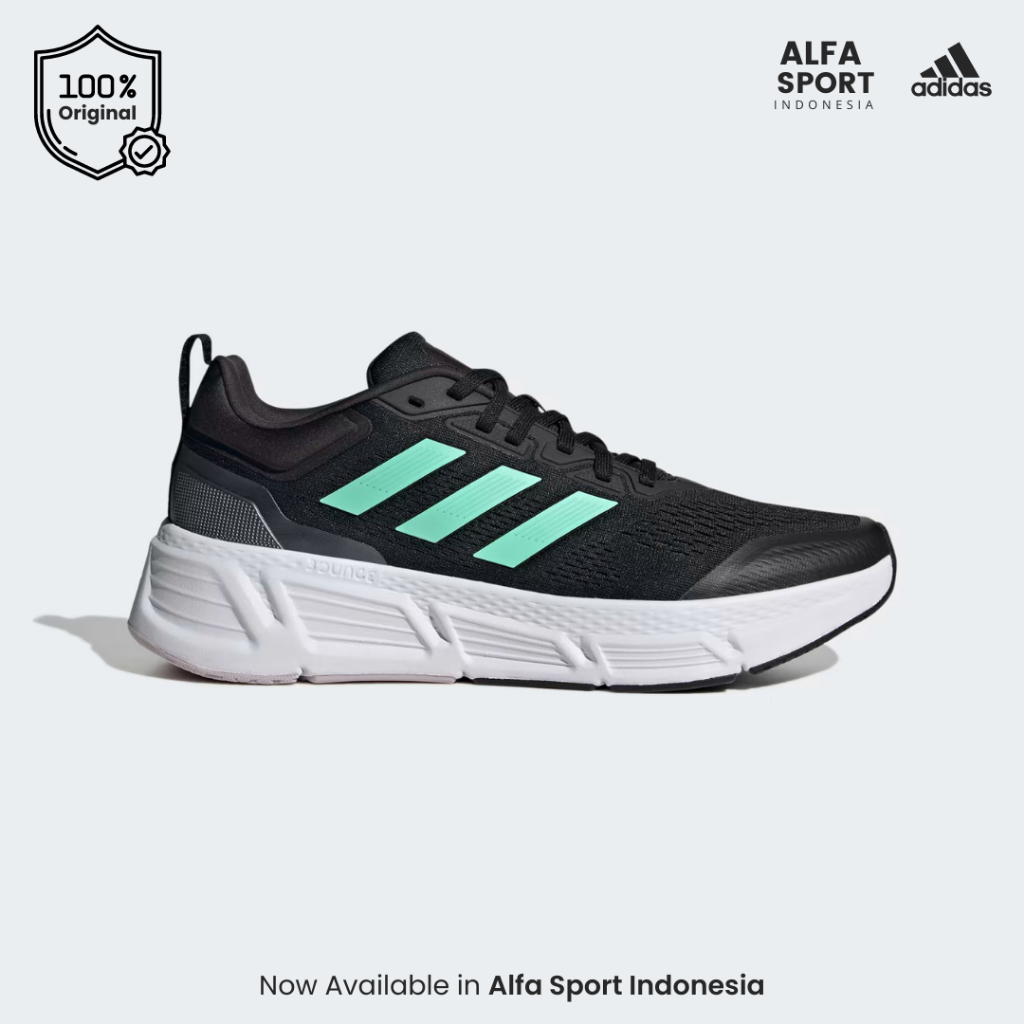 Sepatu Running Pria Adidas Questar Hitam Hijau
