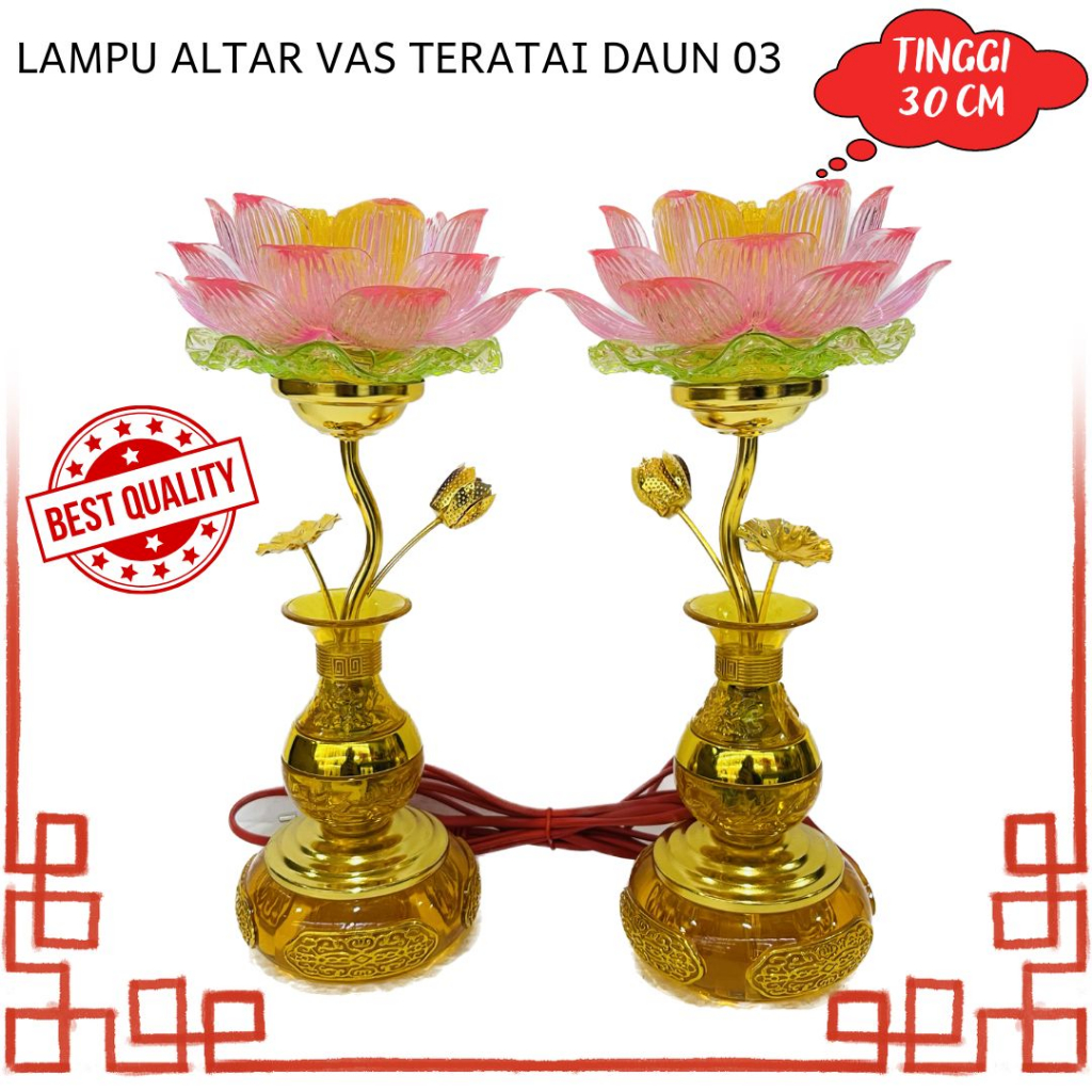 Lampu Altar Sembahyang Full Led Vas Bunga Teratai 03