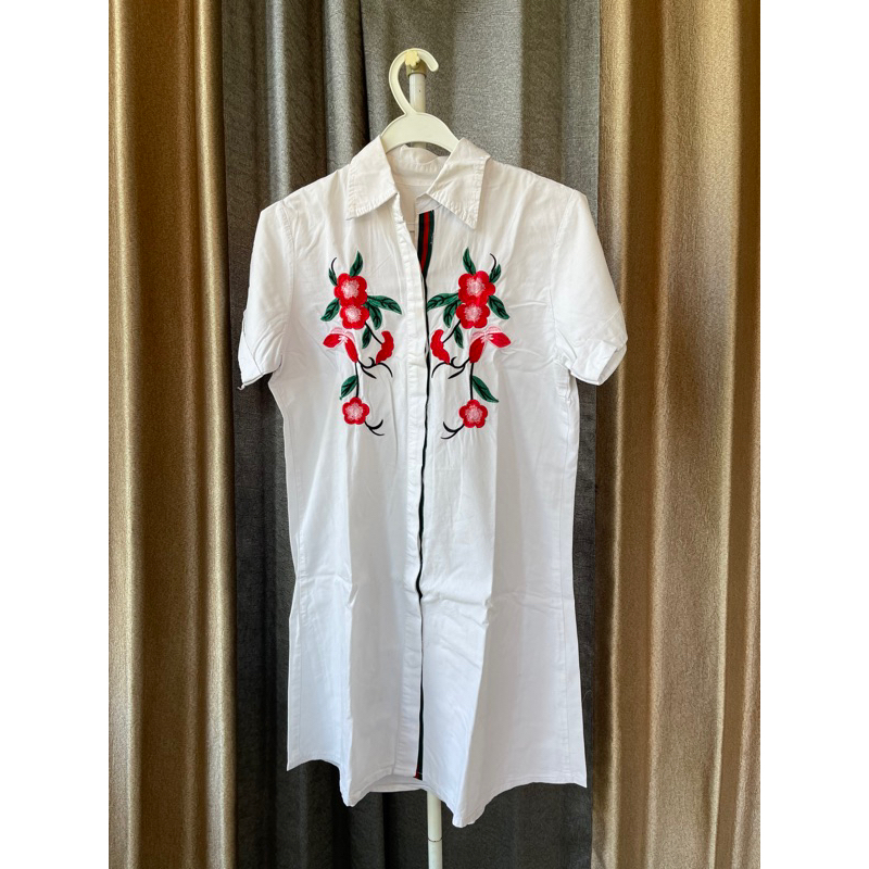 Kemeja Bordir Bunga (preloved)