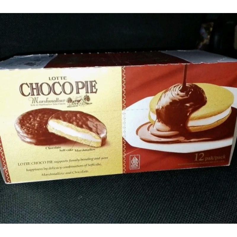 

LOTTE CHOCOPIE marshmallow 1box isi 12pcs rasa coklat