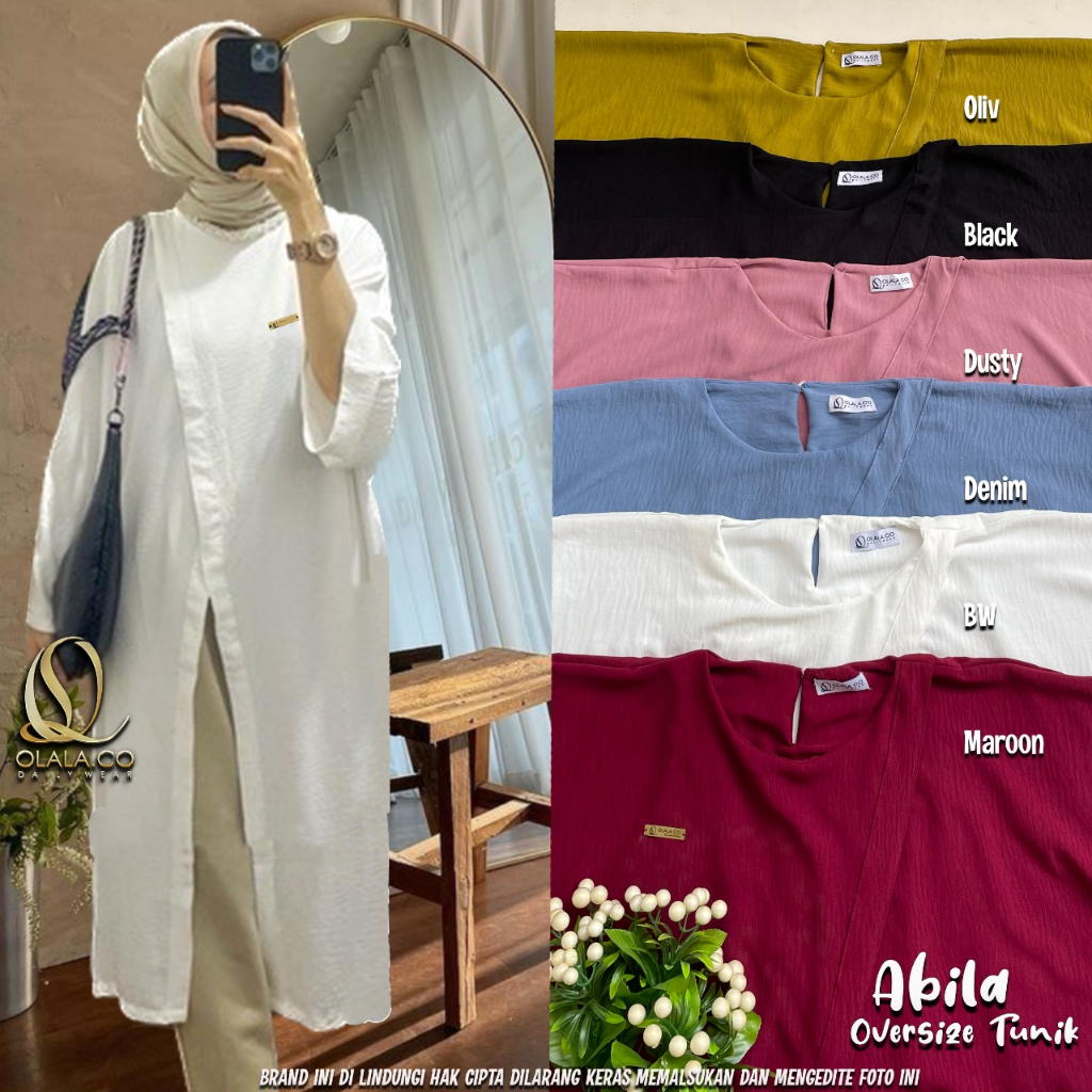 ABILA Oversize Tunik | ld 160 | ORI by OLALA | Crincle Airflow Import | Atasan fashion muslim wanita