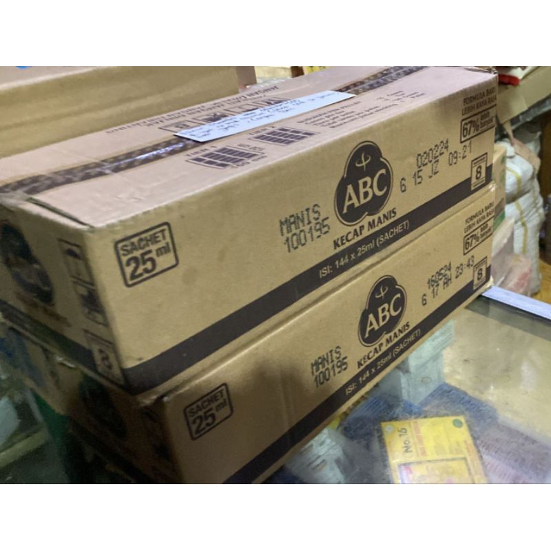 

Kecap ABC Saset Kecap Manis dus Karton eceran 1000 isi 12 lusin