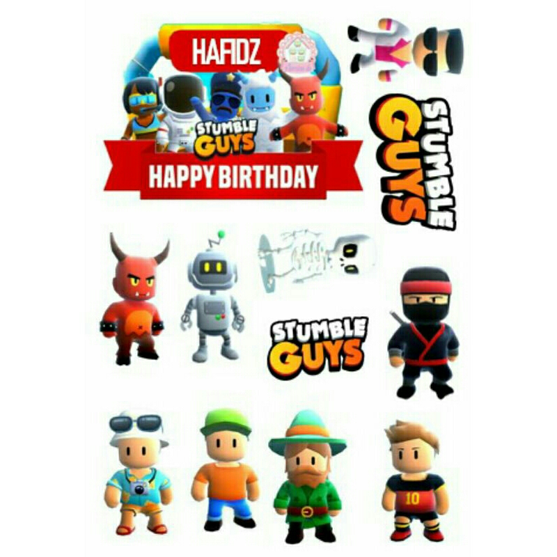 STUMBLE GUYS/ Topper Cake Tema STUMBLE GUYS Custom Nama