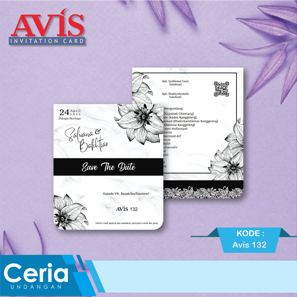 

Blangko Kartu Undangan Pernikahan Avis 132 Harga Termurah