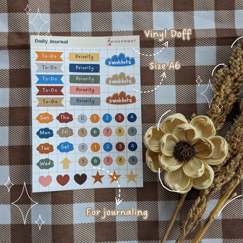 

Sticker Sheet Daily Journal To Do List Number Waterproof Scrapbook Kiss Cut