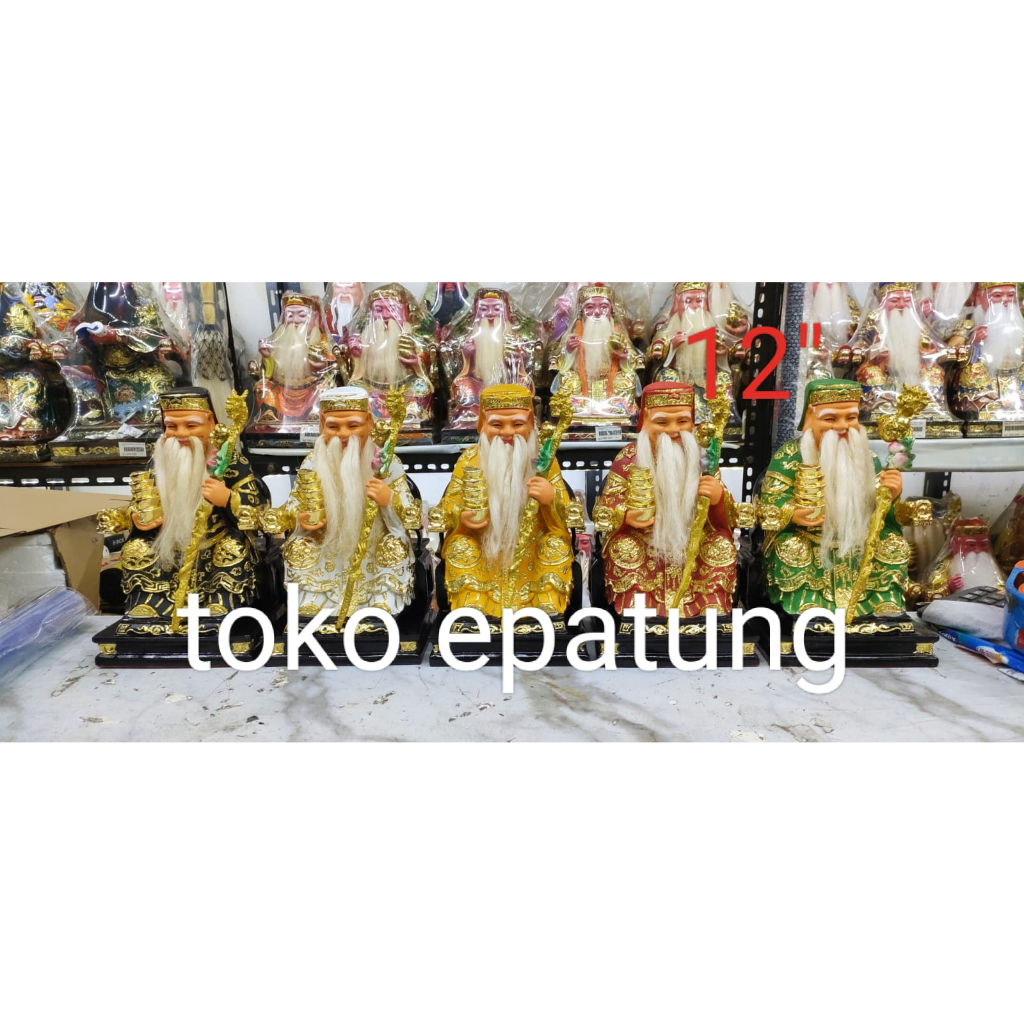 patung Dewa bumi / te cu kong / tutikong -fiber - 12 inch - set / 5 pcs