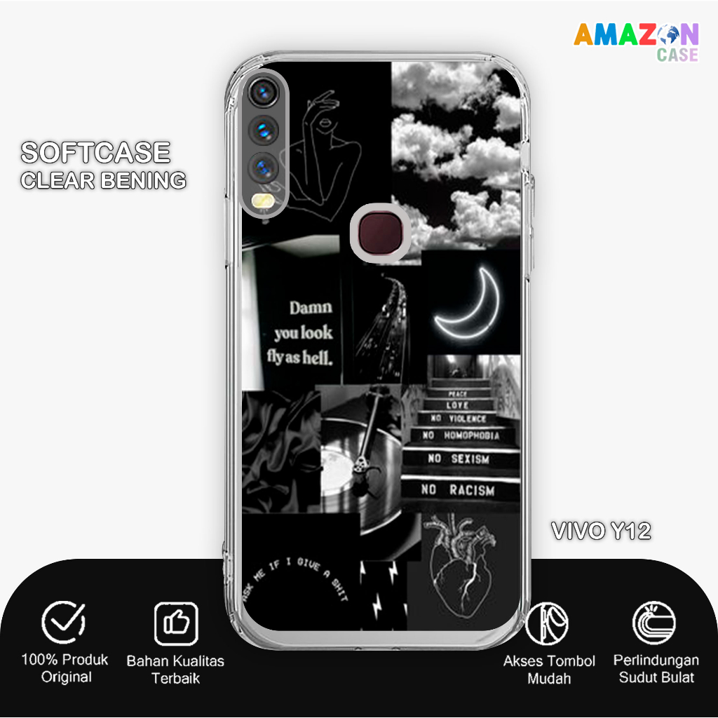 casing hp vivo y12 aesthetic case vivo Y12 Y12i Y15 Y17 - Silikon hp Bening- Softcase Bahan Lentur- 