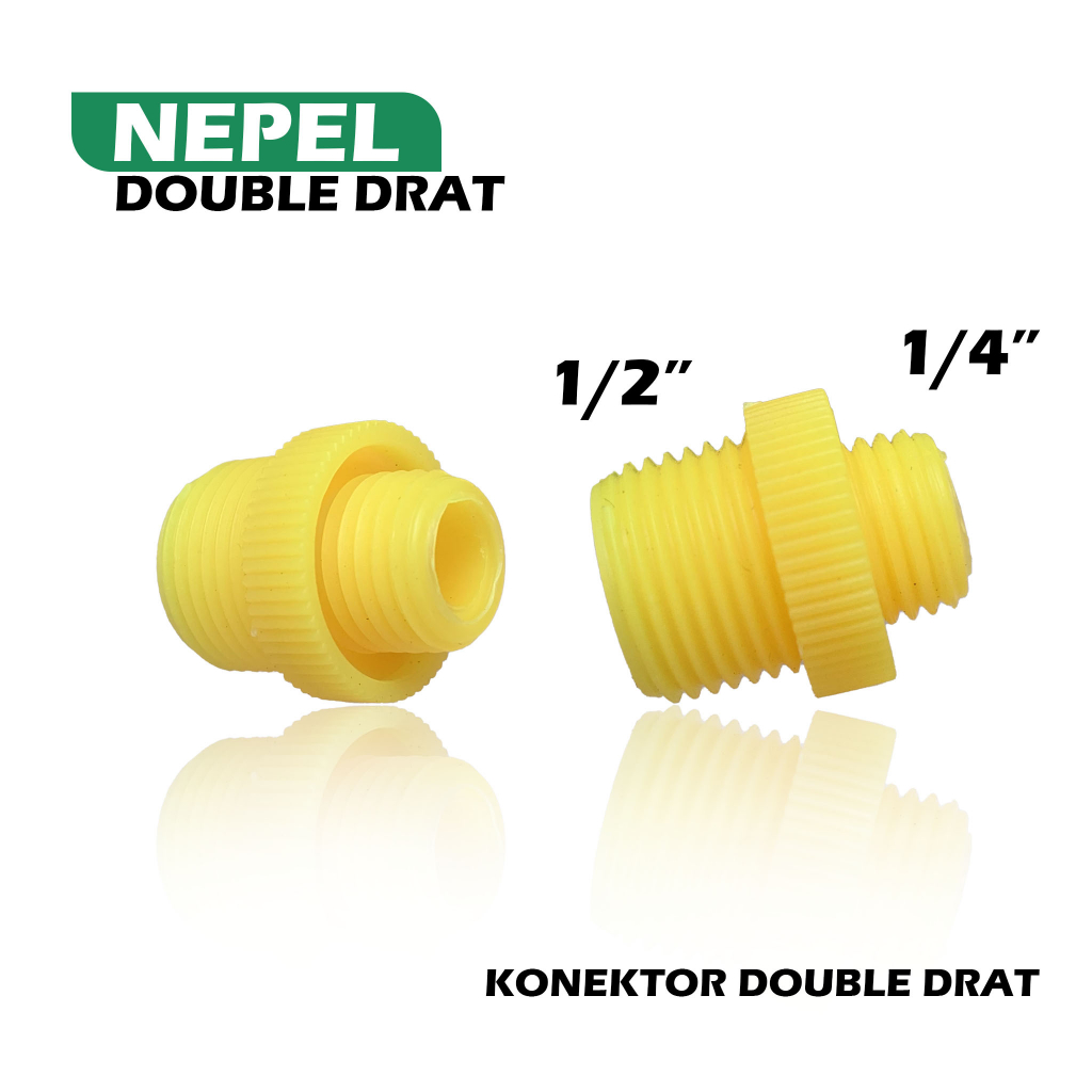 Konektor Nepel Sprayer Konektor Derat 1/2" Ke Selang 1/4" - Hex Nipple Double Drat Neple Nipple Pomp