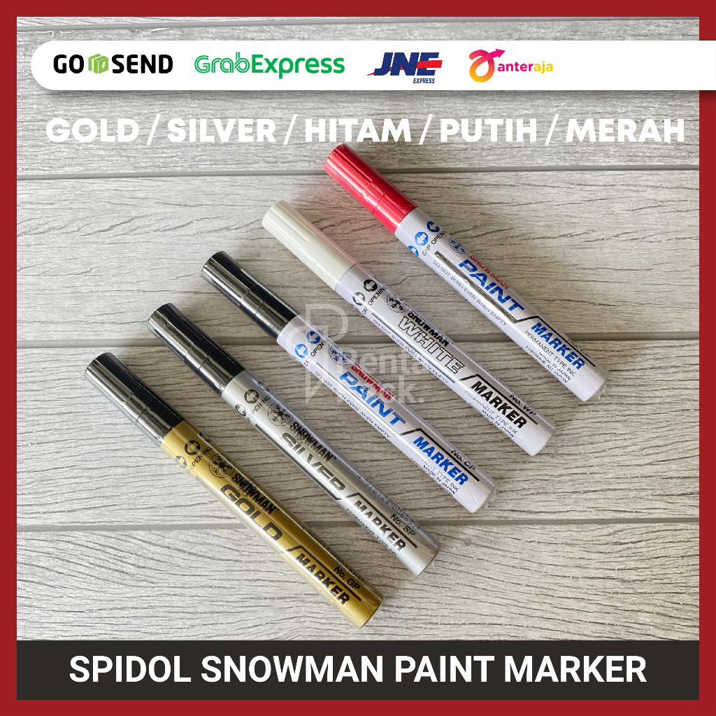 

Spidol Paint Marker Snowman / Permanent Warna Gold Silver Putih Merah