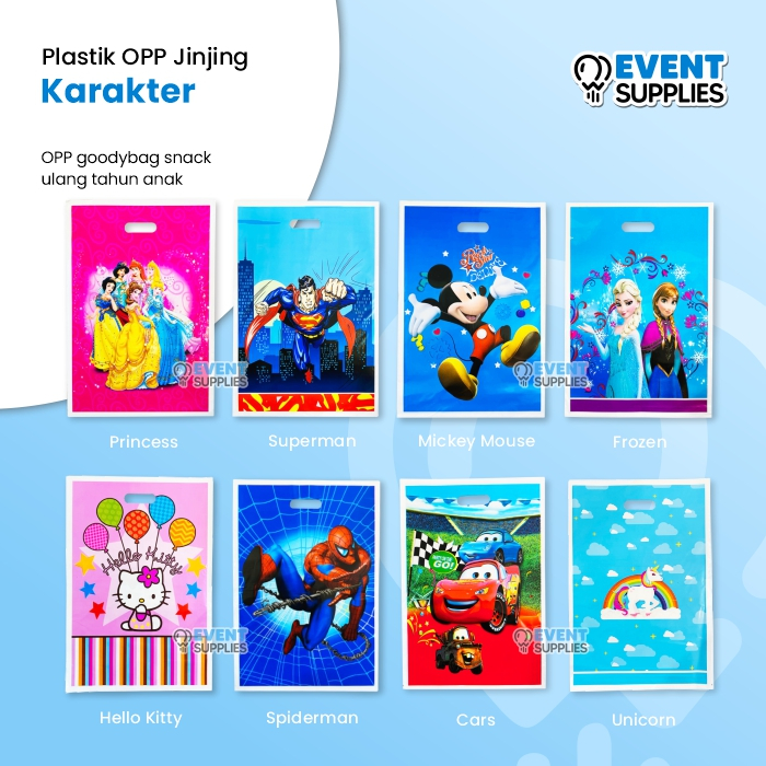 

[10 Pcs]Plastik GoodieBag Jinjing Karakter Frozen Spiderman Kartun Anak