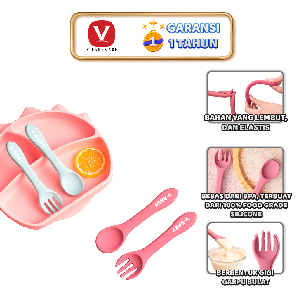 VBABY-CARE Healthy Silicone Spoon & Fork (Nature Series) VBABY/PG01