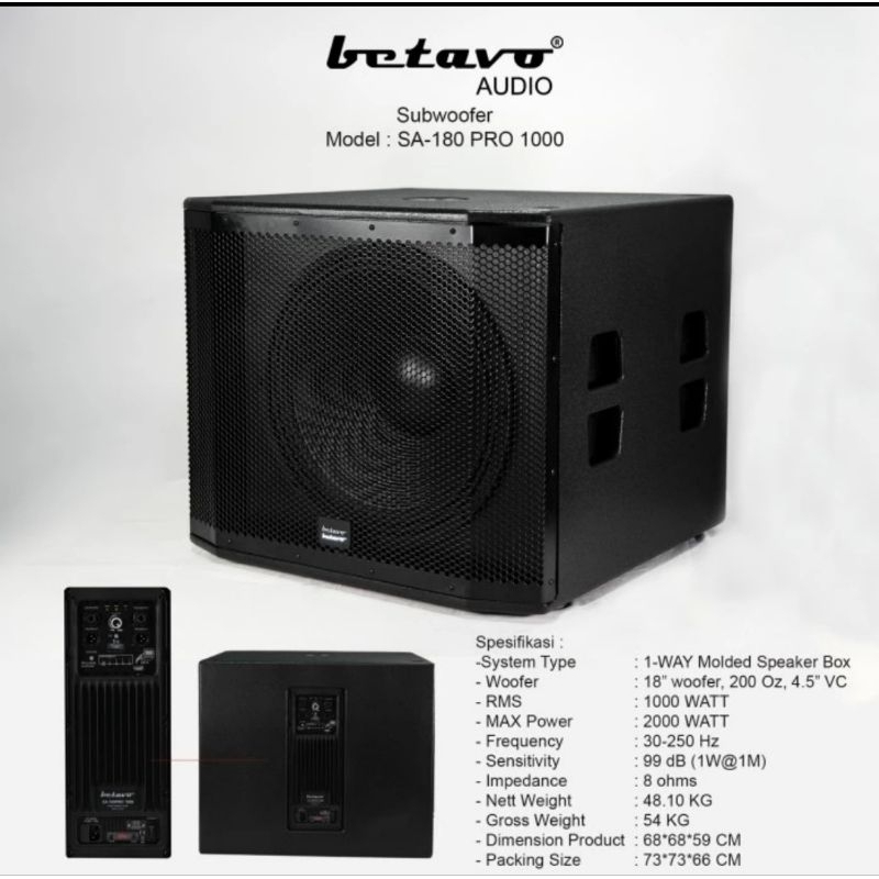 Subwoofer aktif Betavo 18 inch sa 180 Pro 1000 aktive sa180pro
