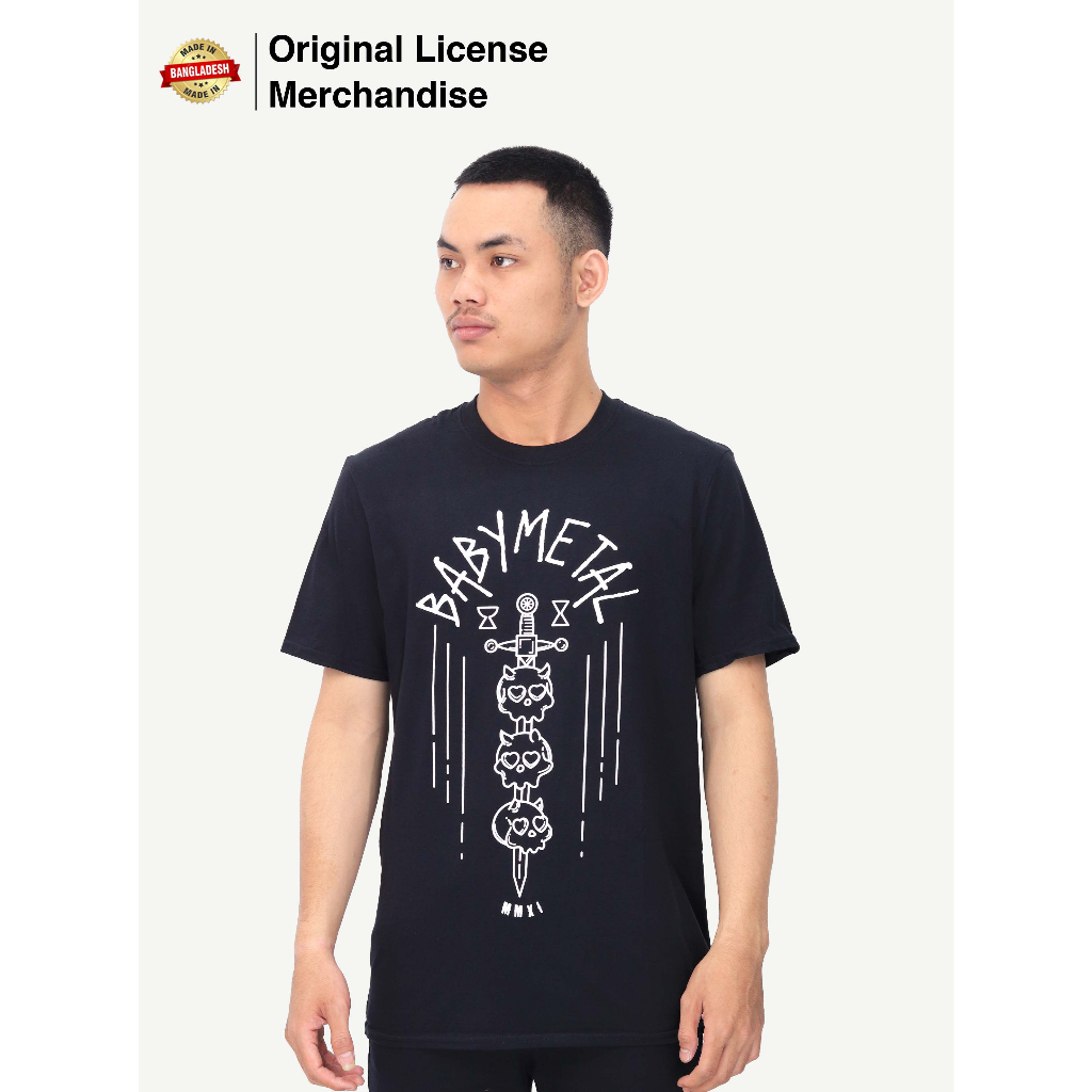 Kaos Baju Import Pendek Dewasa Pria Wanita Motif Sablon Band Musik BABYMETAL Original Skull Sword
