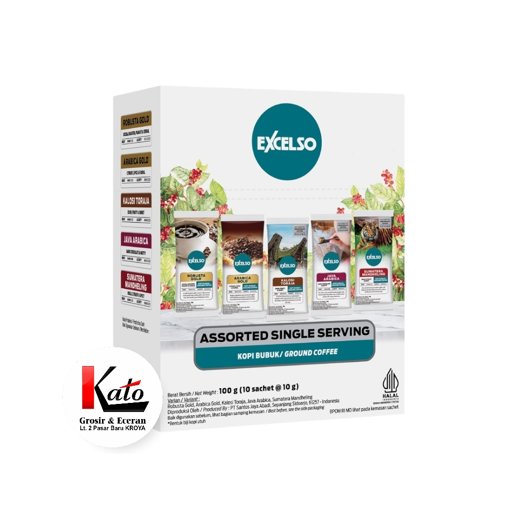 

EXCELSO Kopi Single Serving Assorted Pack - FOLDING BOX Ground Coffee 10sX10g