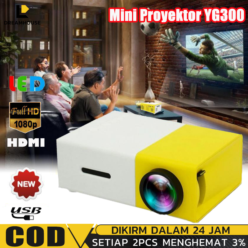 Mini Proyektor YG300 Proyektor LED 1080 P Portabel Mini Projector Bioskop Bioskop Rumah Terbuka