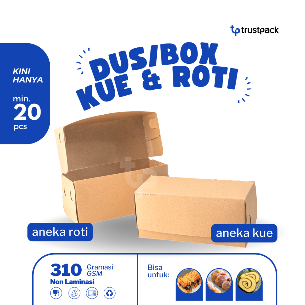 

DUS / BOX / KOTAK KUE / ROTI BAKAR uk.22x10x10cm KRAFT