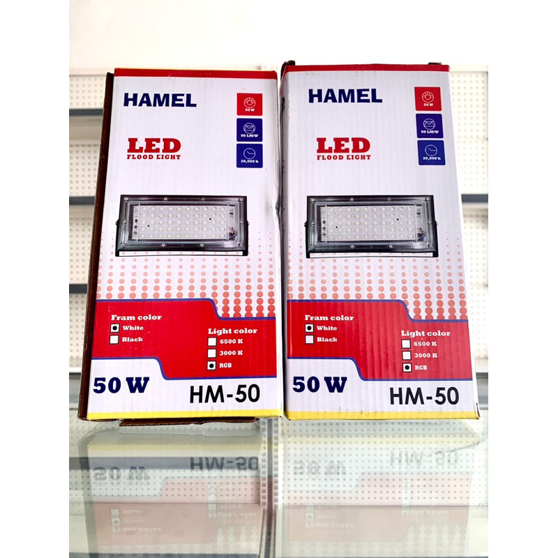 lampu sorot LED floodlight RGB 50watt hamel